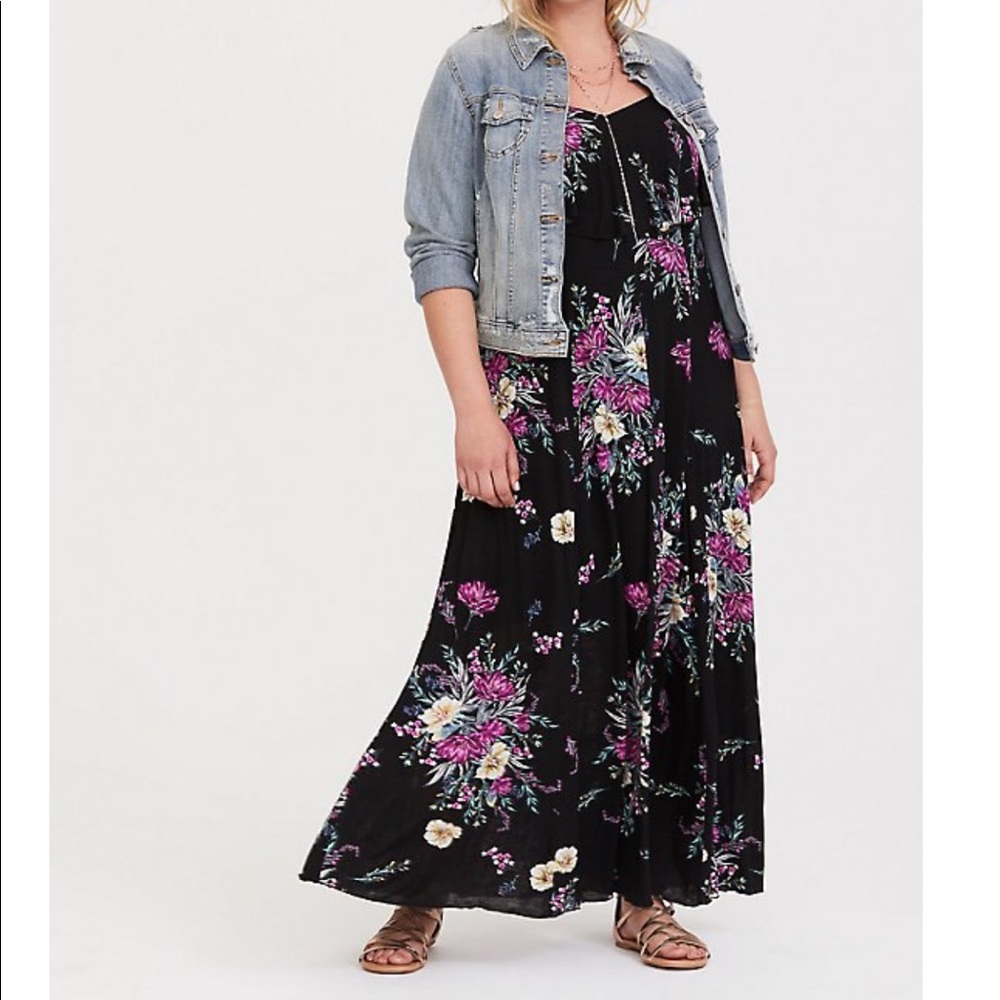 BLACK FLORAL MAXI DRESS TORRID NWOT 1X